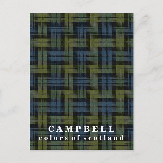 Cartão Postal Cores da Scotland Campbell Tartan (Frente)