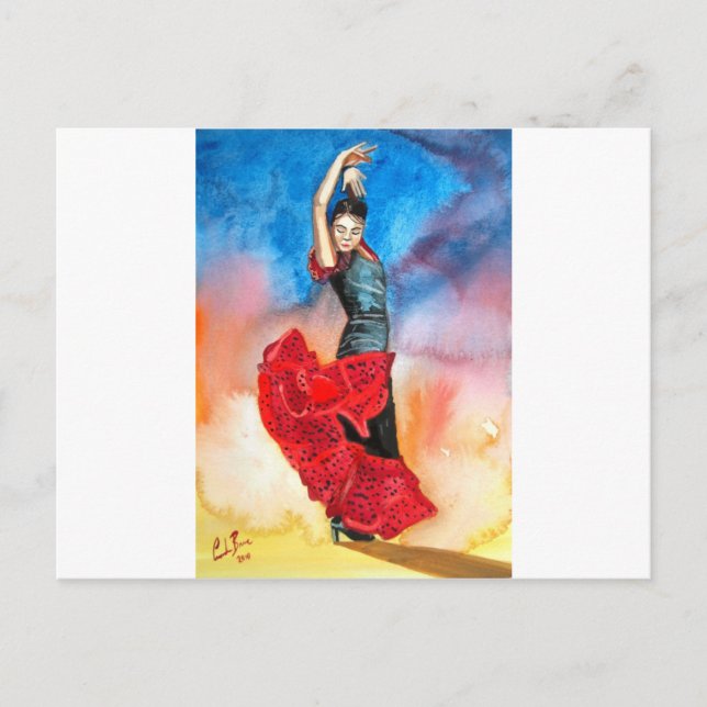 Cartão Postal Cores d'água FLAMENCO DANCER (Frente)