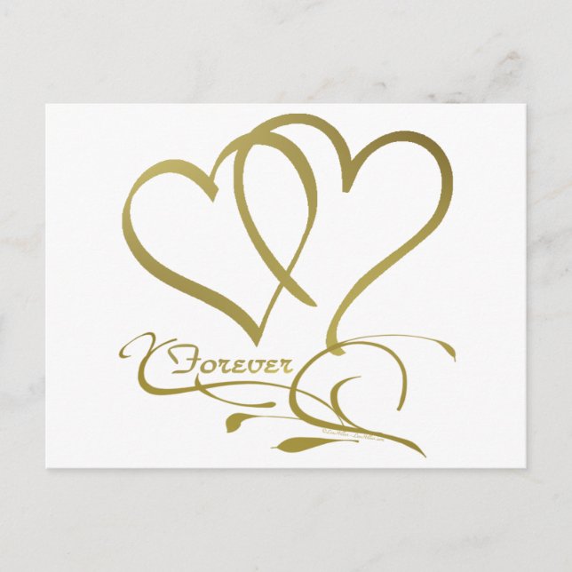 Cartão Postal Cores de fundo editáveis Forever Hearts Gold (Frente)