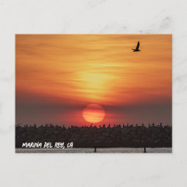 Cartão Postal Cores de Pôr do Sol Deslumbrantes - Marina Del Rey