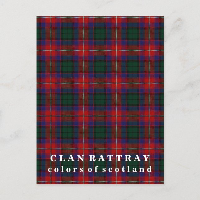Cartão Postal Cores de Scotland Clan Rattray Tartan (Frente)