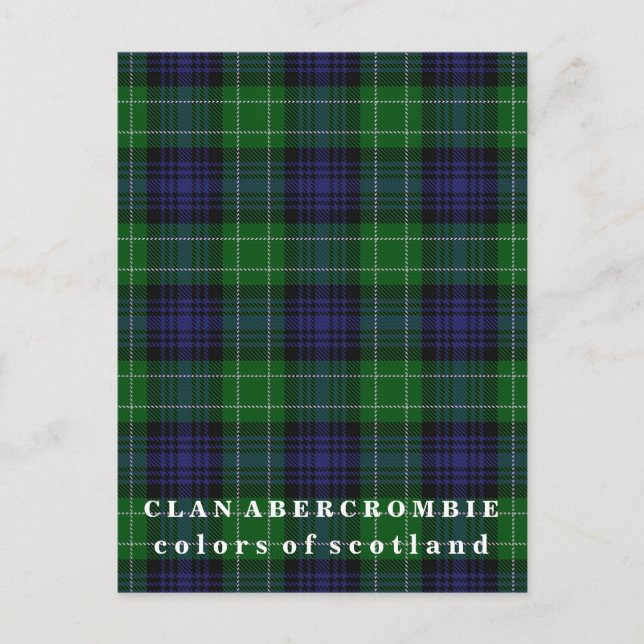 Cartão Postal Cores do Scotland Clan Abercrombie Tartan (Frente)