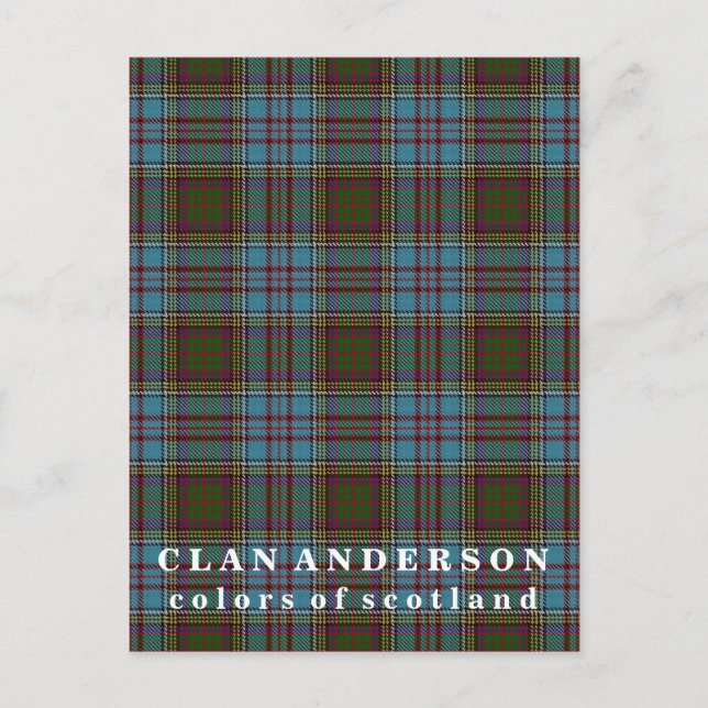 Cartão Postal Cores do Scotland Clan Anderson Tartan (Frente)