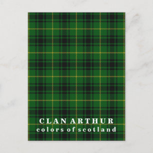 Cartão Postal Cores do Scotland Clan Arthur Tartan