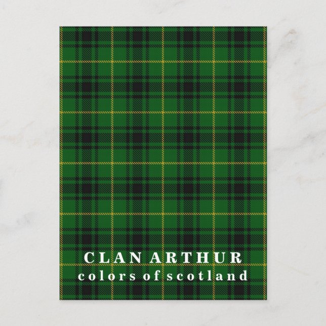 Cartão Postal Cores do Scotland Clan Arthur Tartan (Frente)