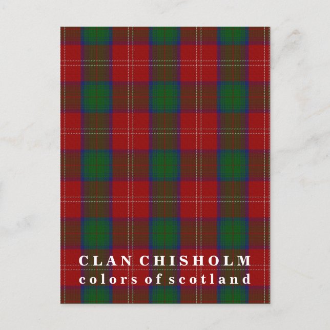 Cartão Postal Cores do Scotland Clan Chisholm Tartan (Frente)