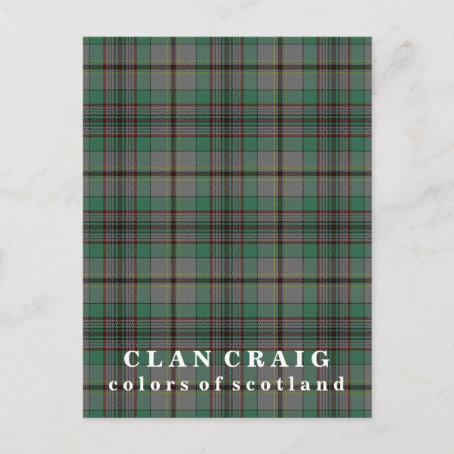 Cartão Postal Cores do Scotland Clan Craig Tartan (Frente)