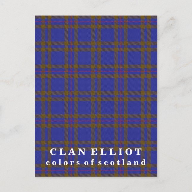 Cartão Postal Cores do Scotland Clan Elliot Tartan (Frente)