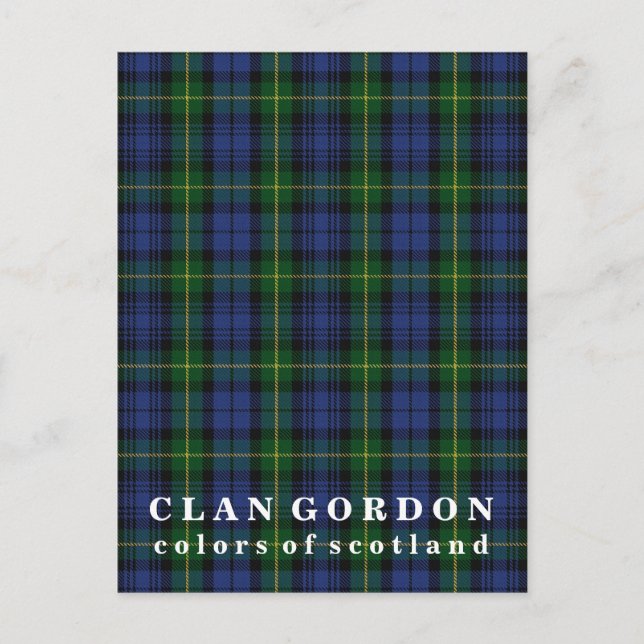 Cartão Postal Cores do Scotland Clan Gordon Tartan (Frente)
