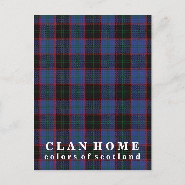 Cartão Postal Cores do Scotland Clan Home Tartan (Frente)