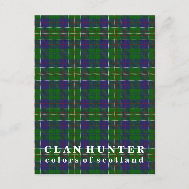Cartão Postal Cores do Scotland Clan Hunter Tartan (Frente)