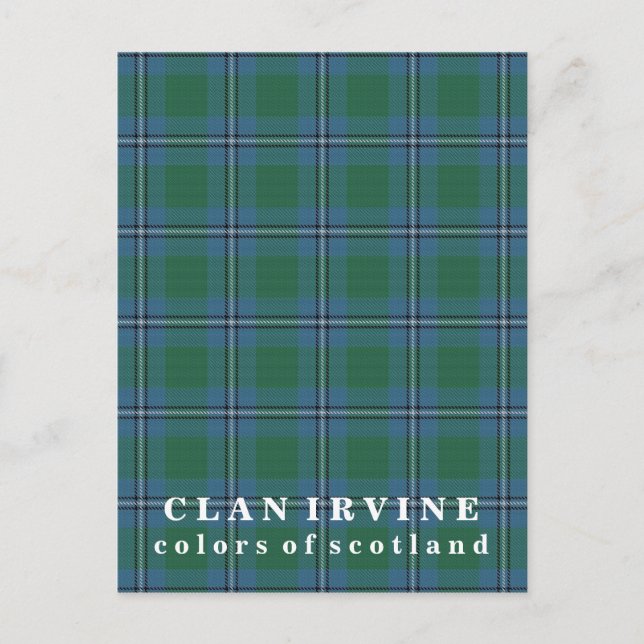 Cartão Postal Cores do Scotland Clan Irvine Tartan (Frente)