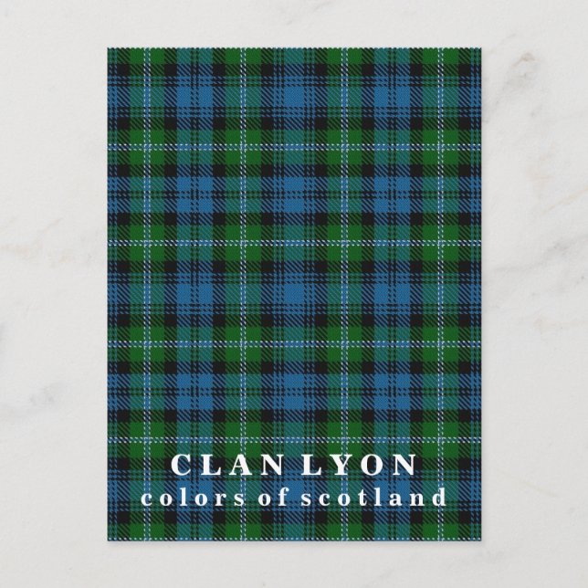 Cartão Postal Cores do Scotland Clan Lyon Tartan (Frente)