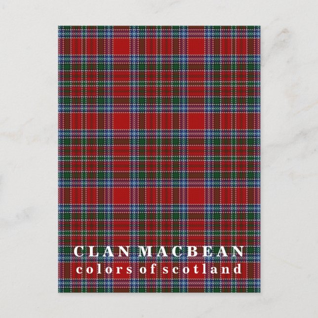 Cartão Postal Cores do Scotland Clan MacBean Tartan (Frente)