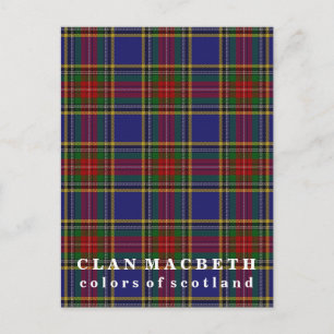 Cartão Postal Cores do Scotland Clan MacBeth Tartan