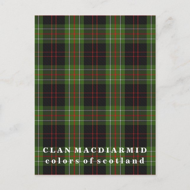 Cartão Postal Cores do Scotland Clan MacDiarmid Tartan (Frente)
