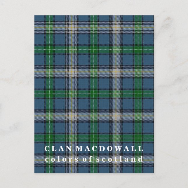 Cartão Postal Cores do Scotland Clan MacDowall Tartan (Frente)