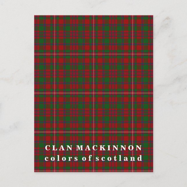 Cartão Postal Cores do Scotland Clan MacKinnon Tartan (Frente)