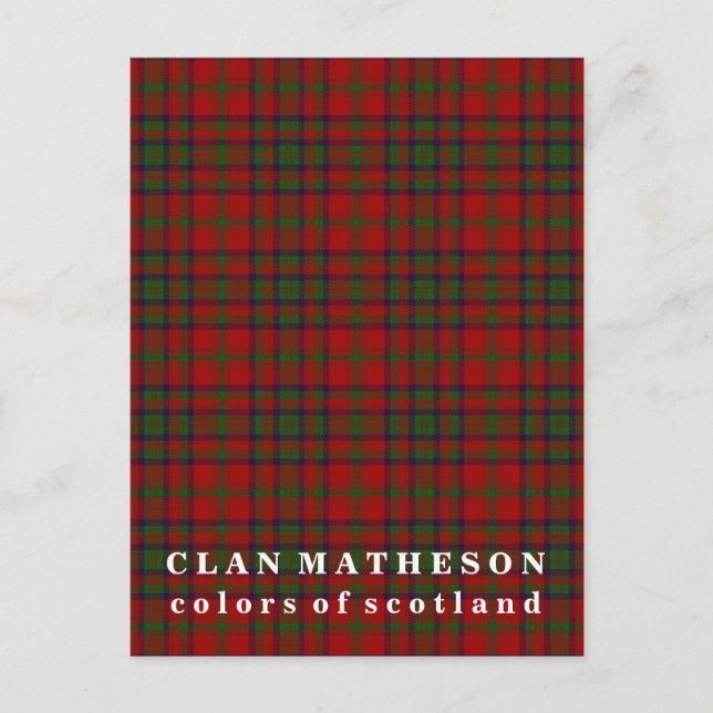 Cartão Postal Cores do Scotland Clan Matheson Tartan (Frente)