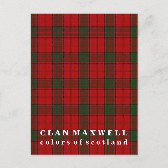 Cartão Postal Cores do Scotland Clan Maxwell Tartan (Frente)