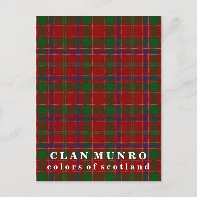 Cartão Postal Cores do Scotland Clan Munro Tartan (Frente)