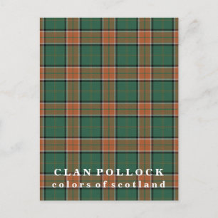 Cartão Postal Cores do Scotland Clan Pollock Tartan