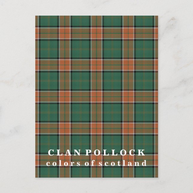 Cartão Postal Cores do Scotland Clan Pollock Tartan (Frente)