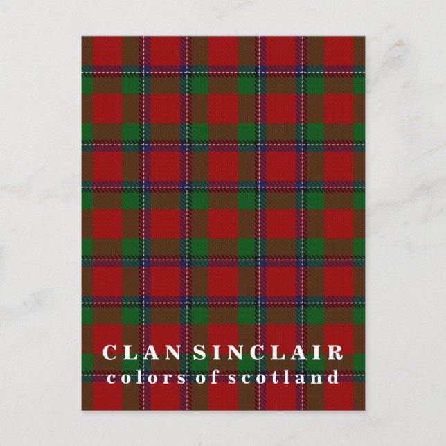 Cartão Postal Cores do Scotland Clan Sinclair Tartan (Frente)