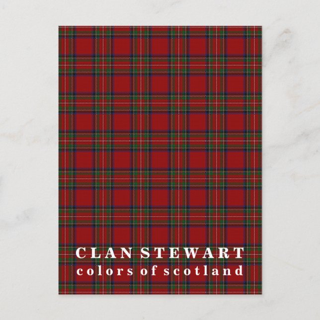 Cartão Postal Cores do Scotland Clan Stewart Tartan (Frente)