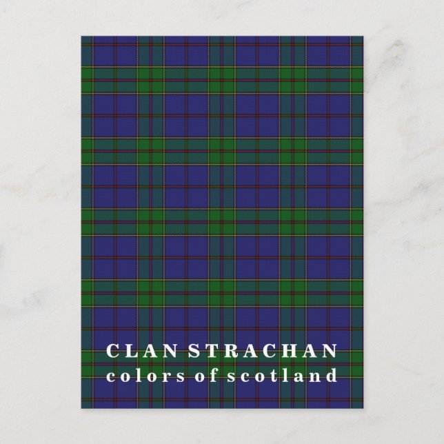 Cartão Postal Cores do Scotland Clan Strachan Tartan (Frente)