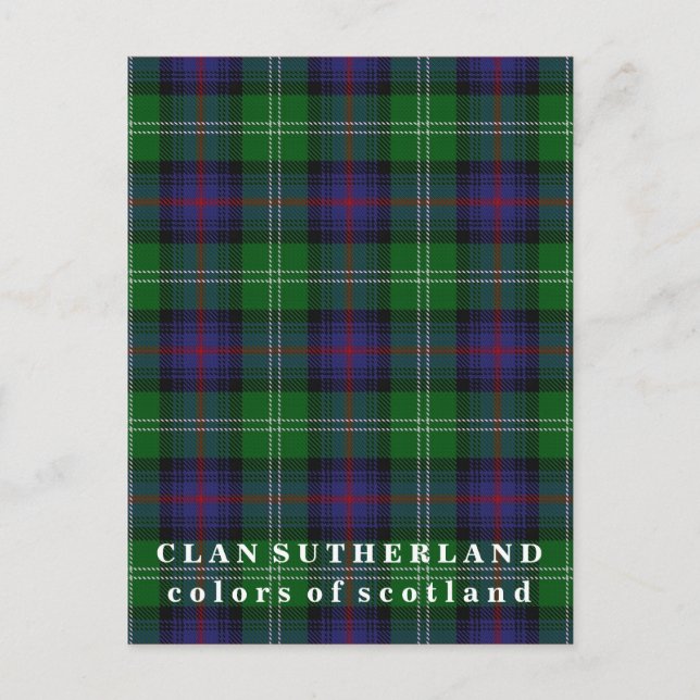 Cartão Postal Cores do Scotland Clan Sutherland Tartan (Frente)