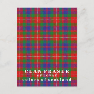 Cartão Postal Cores do Tartan Clan Fraser da Escócia Lovat