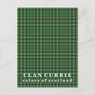 Cartão Postal Cores do Tartan do Clã Currie da Escócia