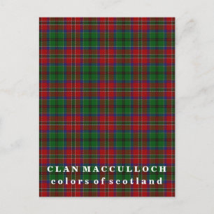Cartão Postal Cores do Tartan do Clã MacCulloch da Escócia