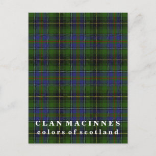 Cartão Postal Cores do Tartan do Clã MacInnes da Escócia