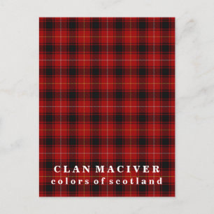 Cartão Postal Cores do Tartan do Clã MacIver da Escócia