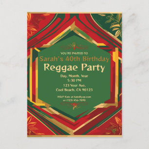 Cartão Postal Cores Rasta Florais Personalizáveis Festa Reggae 