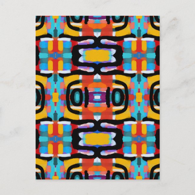 Cartão Postal Cores Únicas Abstratas e Divertidas com Visual Pin (Frente)