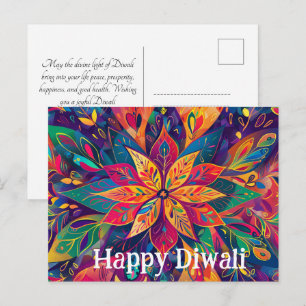 Cartão Postal Cores vívidas contemporâneas do Diwali