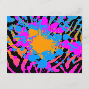 Cartão Postal COREY TIGER '80s RETRÔ SPLATTER DE TINTA E LISTRAS