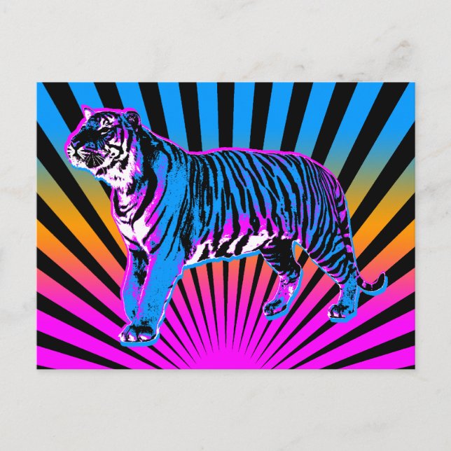 Cartão Postal Corey Tiger 80s Retro Tiger Sol Nascente (Frente)