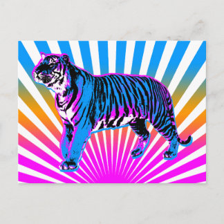 Cartão Postal Corey Tiger 80s Retro Tigre Sol Nascente