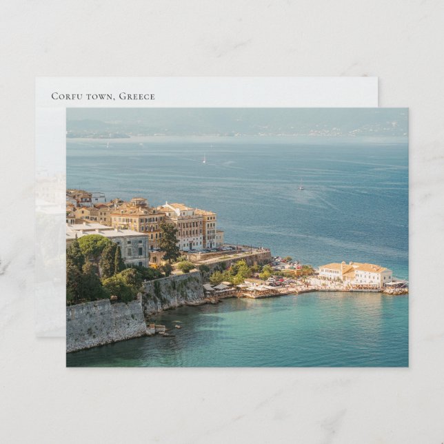 Cartão Postal Corfu Old Town coastal view, Greece (Frente/Verso)
