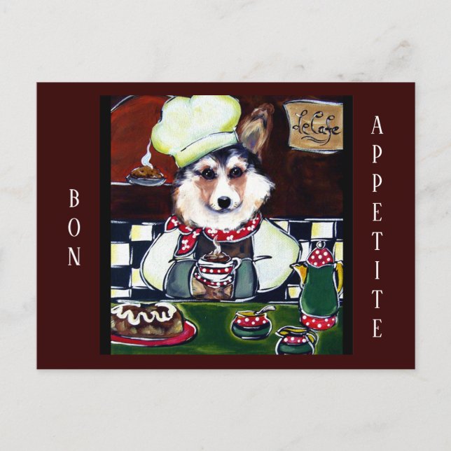 Cartão Postal Corgi Chef (Frente)