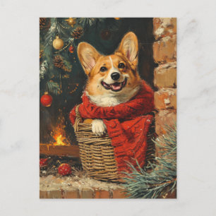 Cartão Postal Corgi christmas