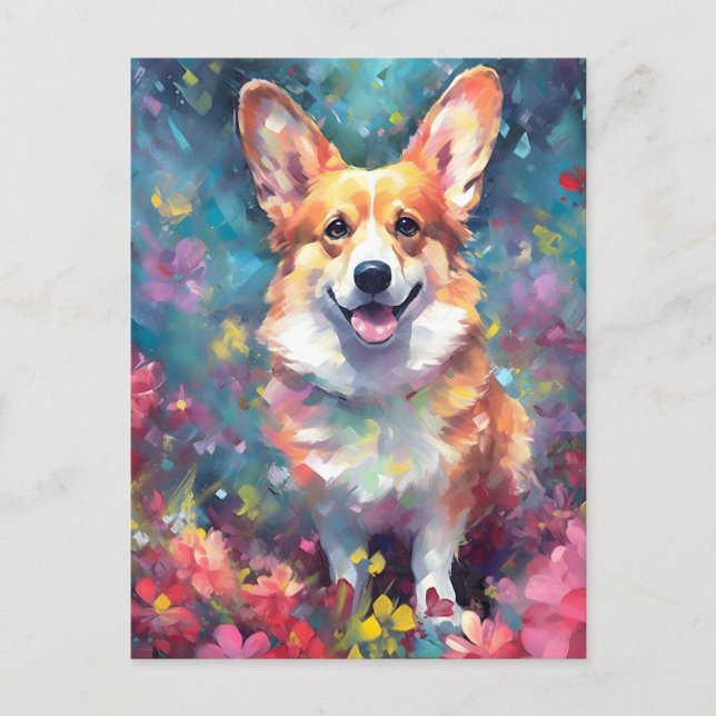 Cartão Postal Corgi Colorido (Frente)