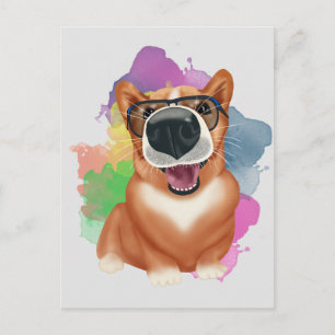 Cartão Postal Corgi com óculos de sol. Amantes de Corgi