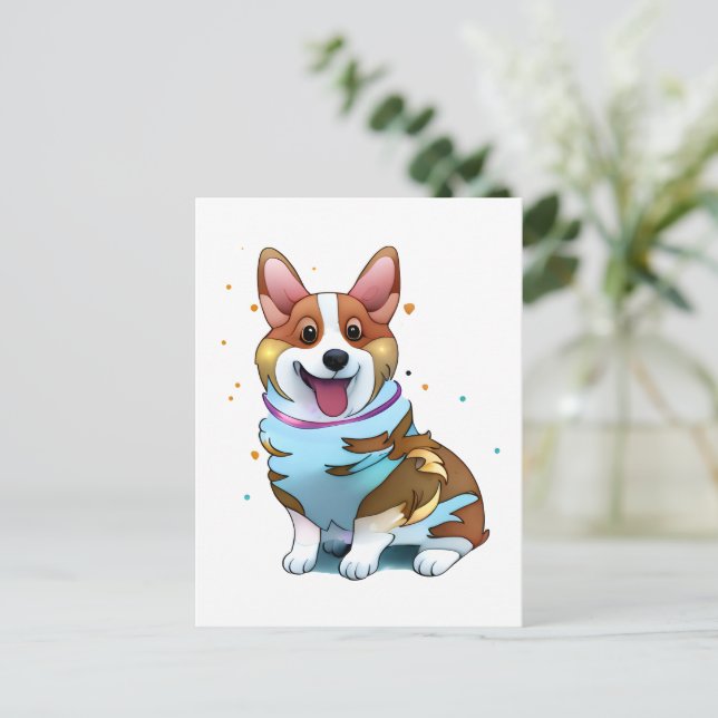 Cartão Postal Corgi de laranja-branca para um humor positivo (Em pé/Frente)