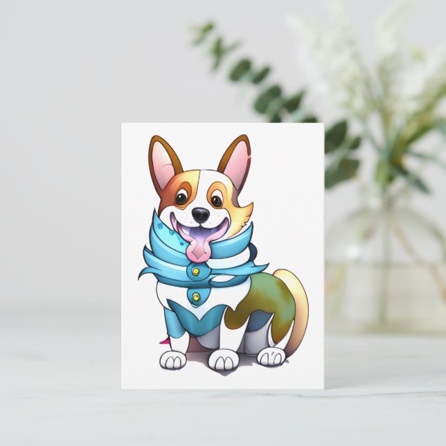 Cartão Postal Corgi de laranja-branca para um humor positivo (Em pé/Frente)