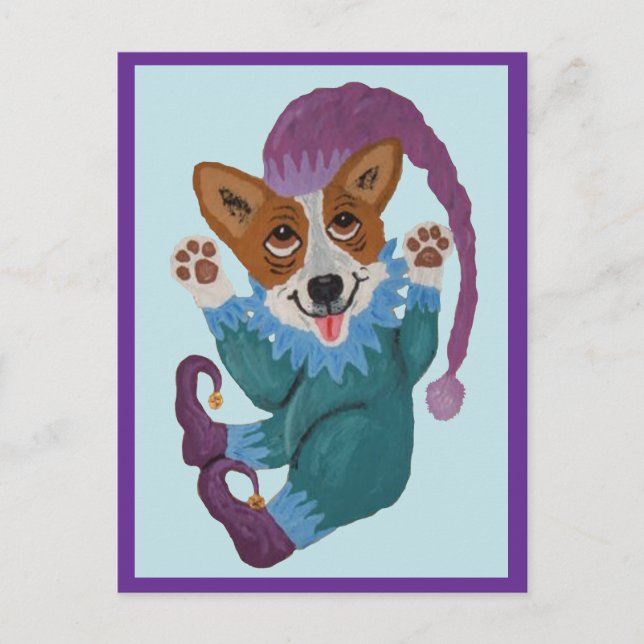 Cartão Postal Corgi elfo (Frente)